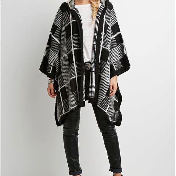 Forever 21 Sweaters - Forever 21 hooded poncho sweater
